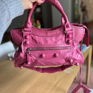 Balanciaga Giant City Bubblegum Pink /hot pink laser cut rare to find